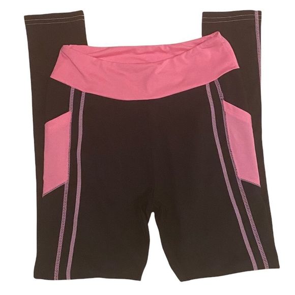 🎈 Leggings with Side Tech Pockets Black Pink Accents Size XS-Small Pls Read - Picture 1 of 4